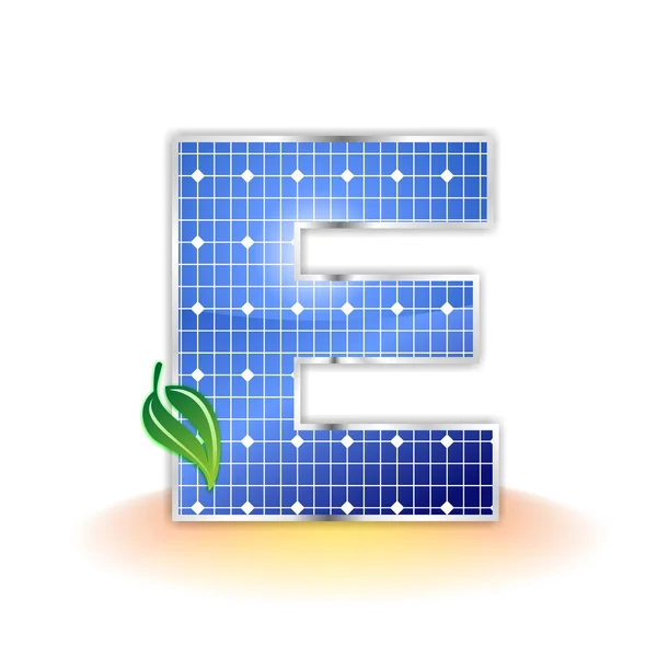 太陽電池パネルのテクスチャ、アルファベット大文字 e アイコンまたはシンボル — ストック写真