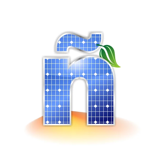 Solar panels texture, alphabet lowercase letter ñ icon or symbol — Zdjęcie stockowe