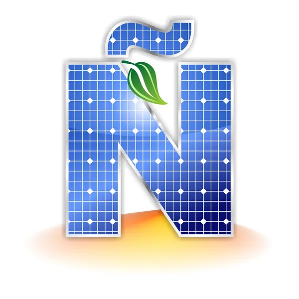 Solar panels texture, alphabet capital letter Ñ icon or symbol — Stock Photo, Image