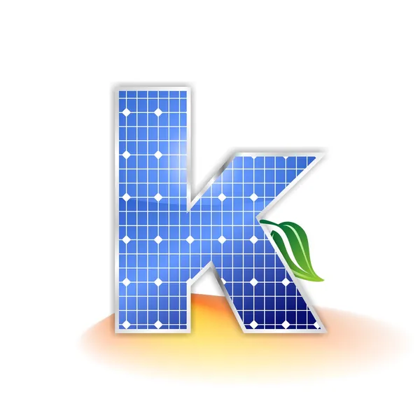 Solar panels texture, alphabet lowercase letter k icon or symbol — Stock Photo, Image