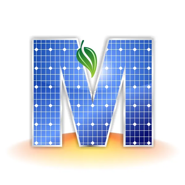 Solar panels texture, alphabet capital letter M icon or symbol — Stock Photo, Image