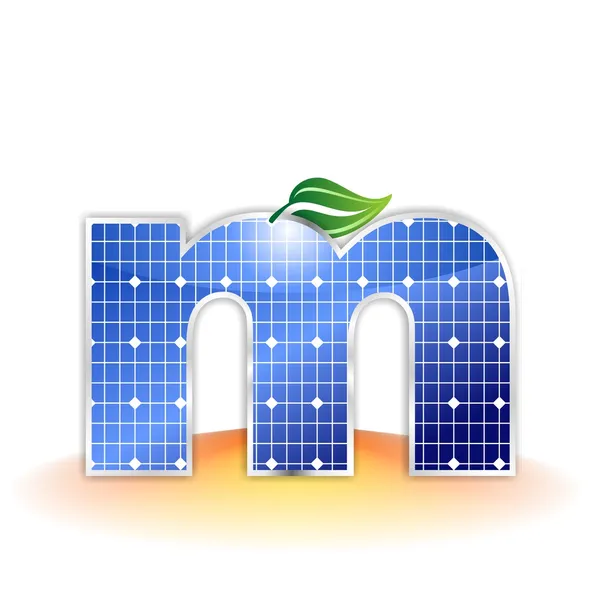 Solar panels texture, alphabet lowercase letter m icon or symbol — Stock Photo, Image