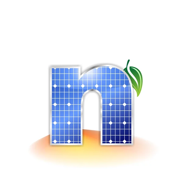 Solar panels texture, alphabet lowercase letter n icon or symbol — Stock Photo, Image