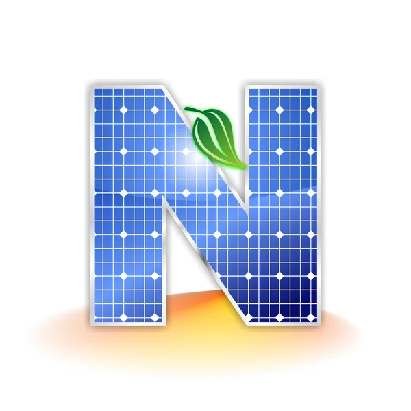 Solar panels texture, alphabet capital letter N icon or symbol — Stock Photo, Image