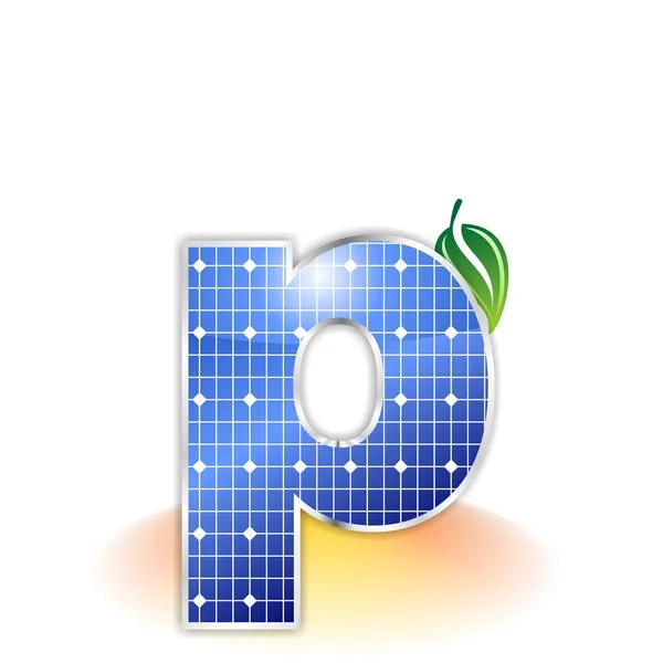 Solar panels texture, alphabet lowercase letter p icon or symbol — Stock Photo, Image