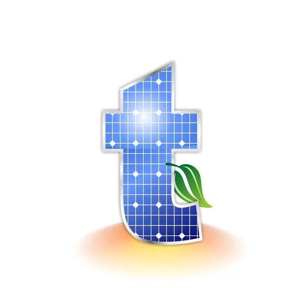 Solar panels texture, alphabet lowercase letter t icon or symbol — Stock Photo, Image