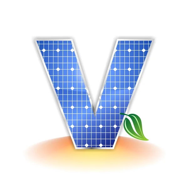 Solar panels texture, alphabet capital letter V icon or symbol — Stock Photo, Image