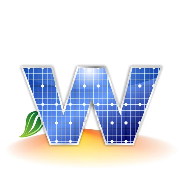 Solar panels texture, alphabet lowercase letter w icon or symbol — Stock Photo, Image