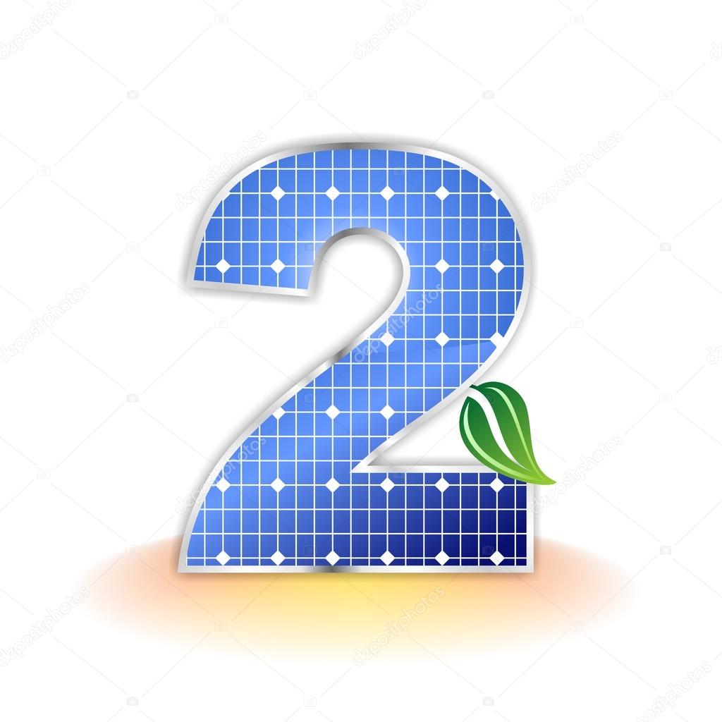 Solar panels texture, alphabet number 2 icon or symbol