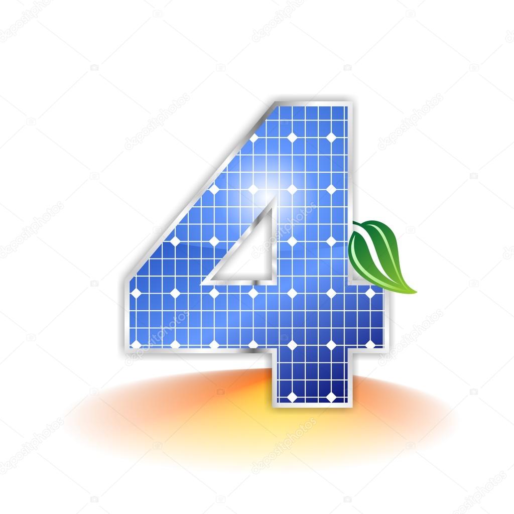Solar panels texture, alphabet number 4 icon or symbol