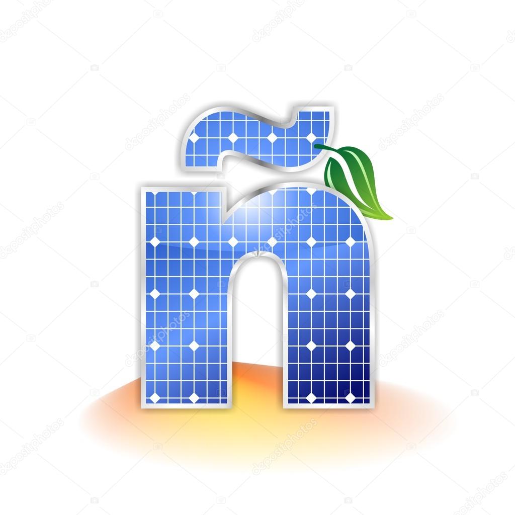 Solar panels texture, alphabet lowercase letter ñ icon or symbol