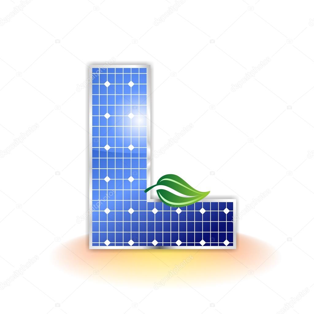 Solar panels texture, alphabet capital letter L icon or symbol