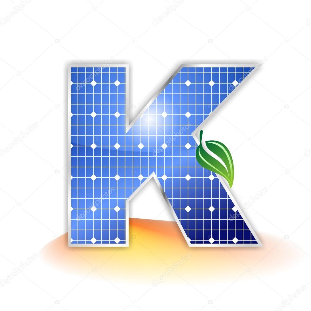 Solar panels texture, alphabet capital letter K icon or symbol