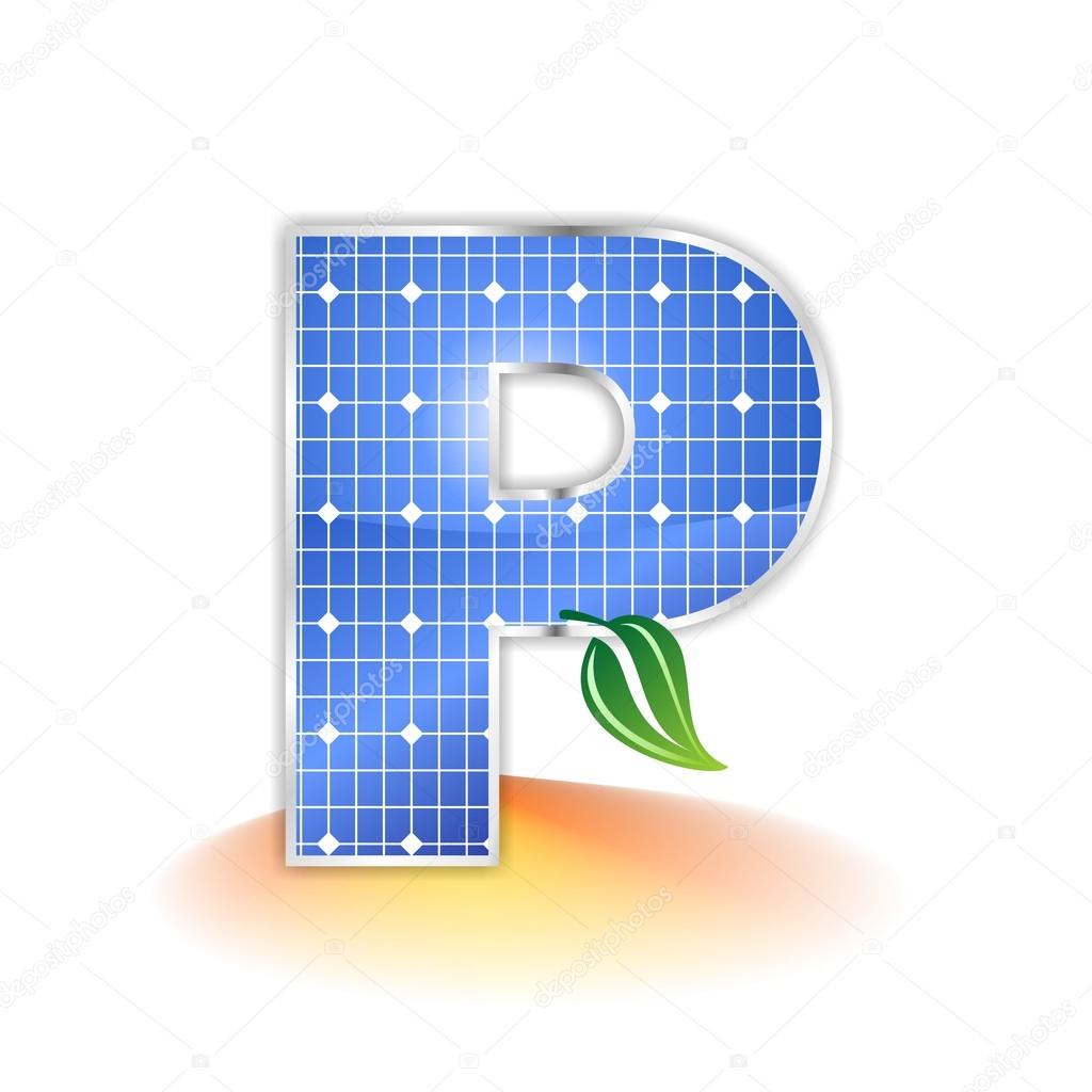 Solar panels texture, alphabet capital letter P icon or symbol