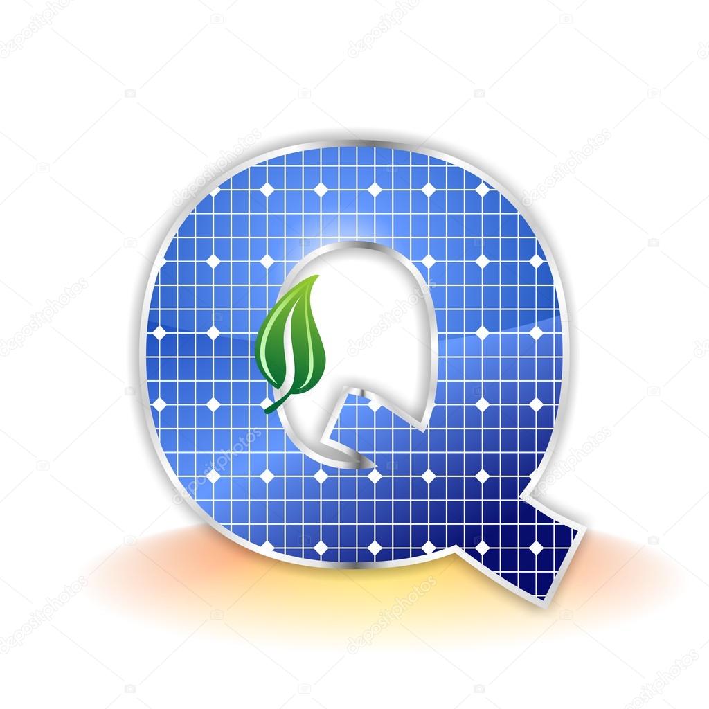 Solar panels texture, alphabet capital letter Q icon or symbol