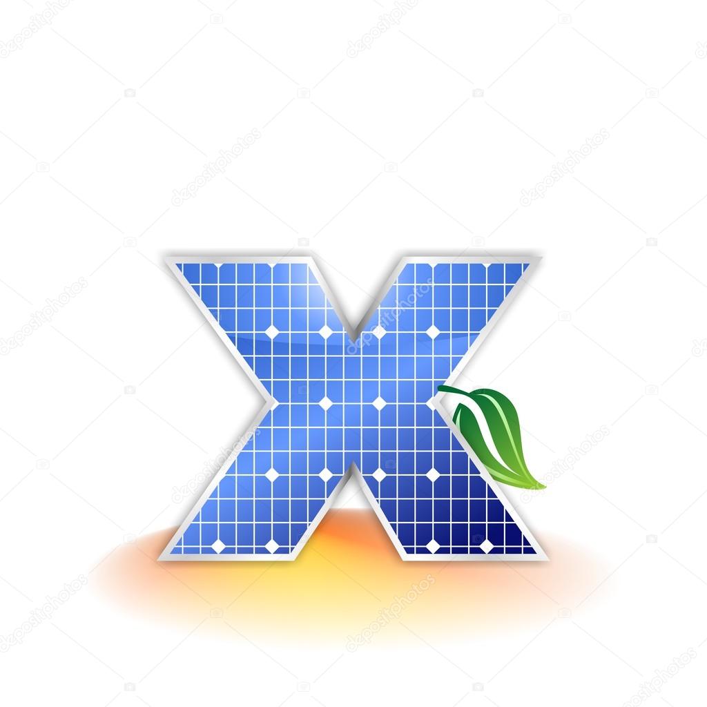 Solar panels texture, alphabet lowercase letter x icon or symbol