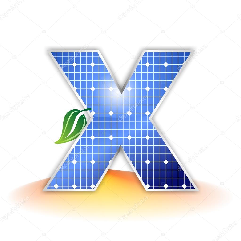 Solar panels texture, alphabet capital letter X icon or symbol