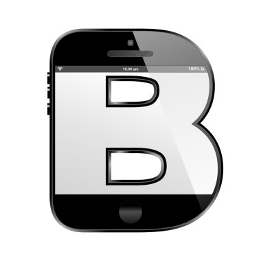 akıllı telefon şeklinde, alfabe tasarım mektup b