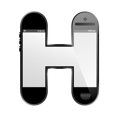 akıllı telefon şeklinde, alfabe tasarım mektup, h