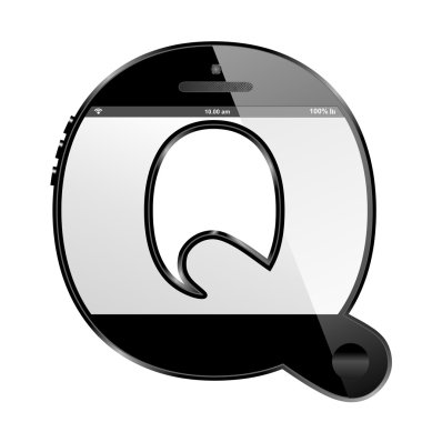 akıllı telefon şeklinde, alfabe tasarım mektup, q