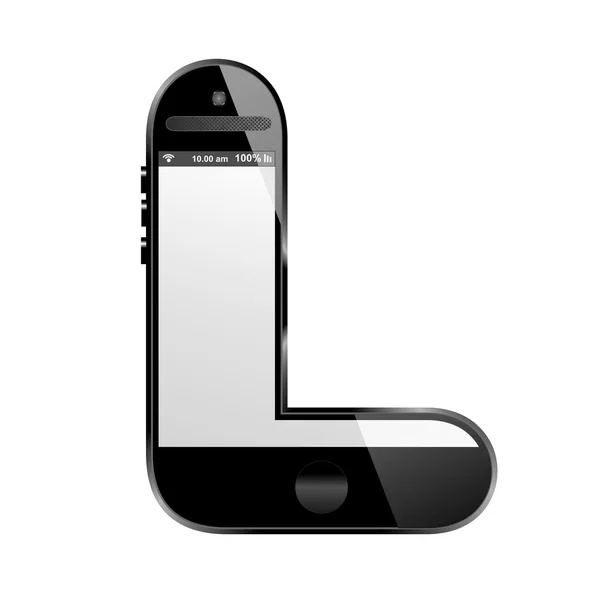 Smart phone shaped, alphabet design letter, L — Stock Photo, Image