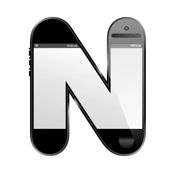 Smart phone shaped, alphabet design letter, N — Stock Photo, Image