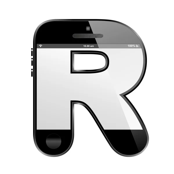Smart phone shaped, alphabet design letter, R — Stock Photo, Image