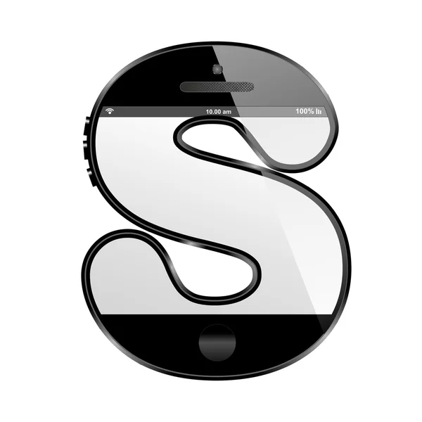 Smart phone sagomato, alfabeto lettera di design, S — Foto Stock