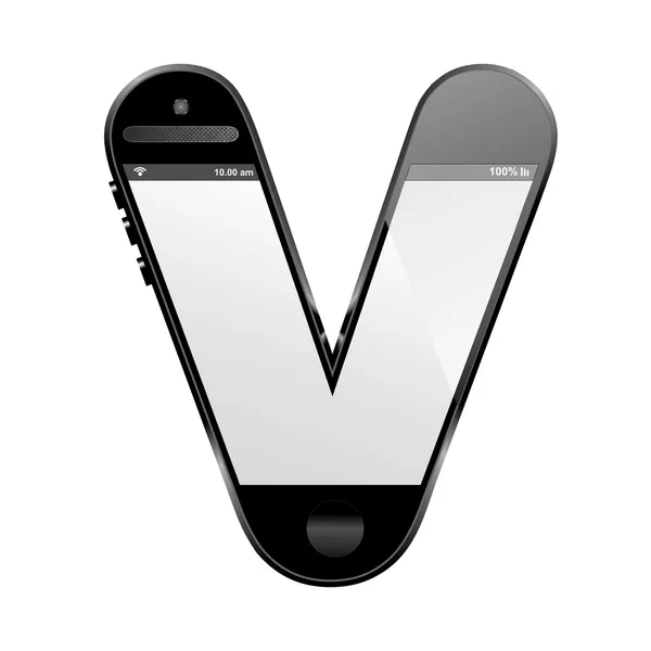 Telefone inteligente em forma, alfabeto letra de design, V — Fotografia de Stock