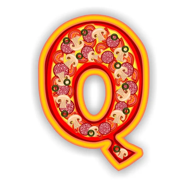 Alfabeto PIZZA - CARTA Q — Fotografia de Stock
