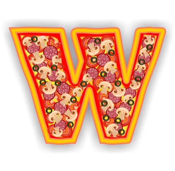 PIZZA alphabet - LETTER W — Stock Photo, Image