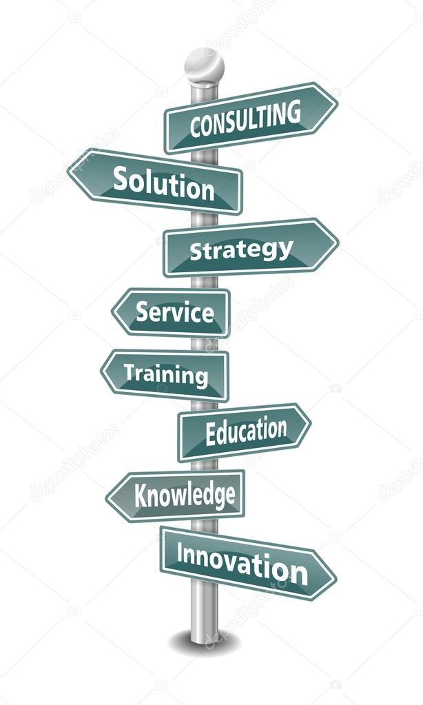 CONSULTING - word cloud - green signpost - NEW TOP TREND