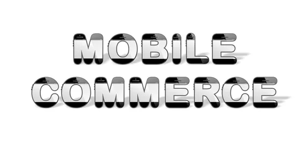 MOBILE COMMERCE designed with smartphone shaped alphabet letters — Stock Photo, Image