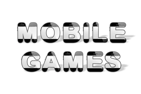 MOE GAMES разработаны с помощью букв "хаб" в форме смартфона — стоковое фото