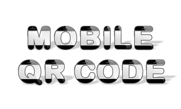 MOBILE QR CÓDIGO projetado com letras do alfabeto em forma de smartphone — Fotografia de Stock