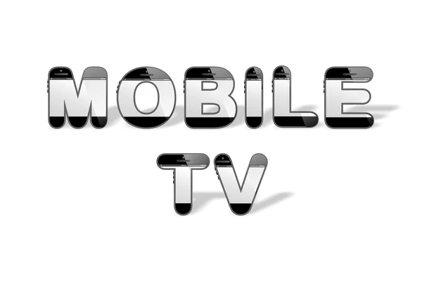 MOBILE TV designed with smartphone shaped alphabet letters — Stock Photo, Image