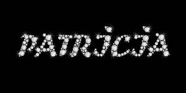 The name PATRICIA in bling diamonds font style word clipart