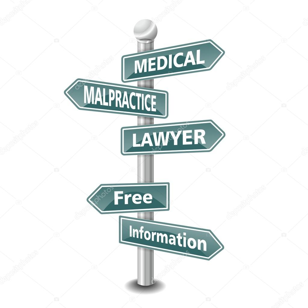 Medical malpractice lawyer icon as signpost - NEW TOP TREND