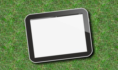 Tablet PC'de yeşil çim veya çimen