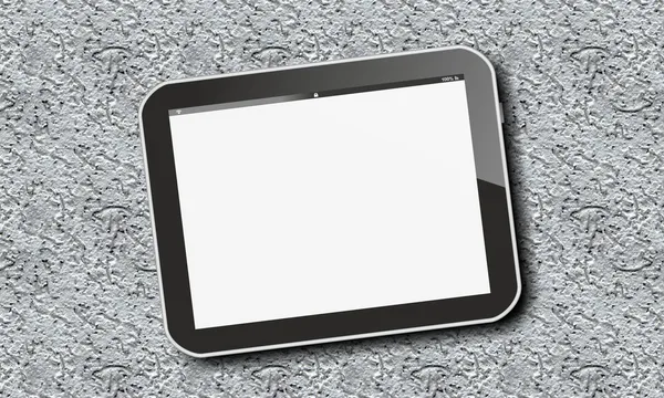 Tablet pc on White Plaster pattern — Stock Photo, Image