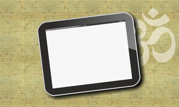 Tablet pc on rice paper — Stock Photo, Image