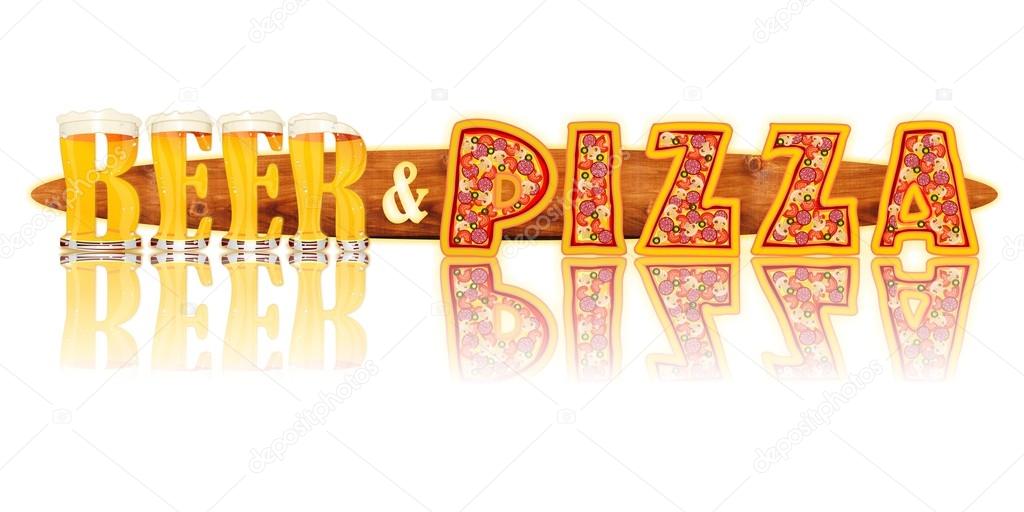 BEER ALPHABET letters BEER and PIZZA