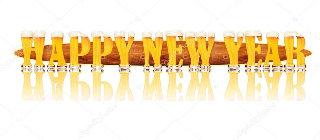 BEER ALPHABET letters HAPPY NEW YEAR