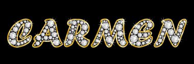 adı carmen bling elmas, parlak, parlak altın çerçeve ile yazıldığından