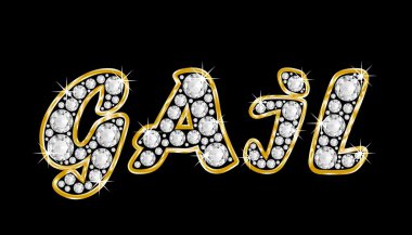 adı gail bling elmas, parlak, parlak altın çerçeve ile yazıldığından