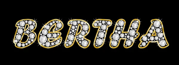 Имя Берта, написанное бриллиантами, с блестящей золотой рамой — стоковое фото
