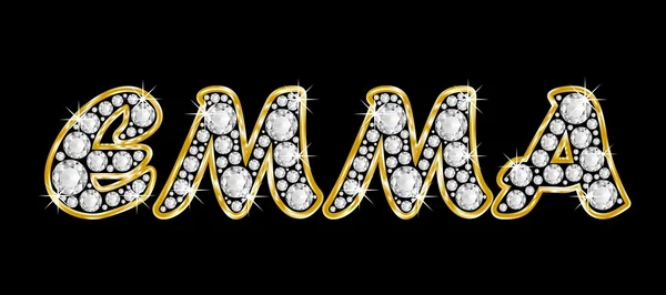 이름은 엠마 블 링 다이아몬드, 반짝이, 화려한 황금 프레임에서 철자 — 스톡 사진