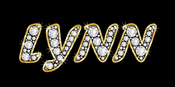 Nazwa lynn pisane w diamenty bling, błyszczący, genialny złote ramki — Zdjęcie stockowe