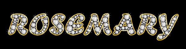 Имя Розмари, написанное бриллиантами, с блестящей золотой рамой — стоковое фото