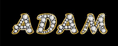 adı adam bling elmas, parlak, parlak altın çerçeve ile yazıldığından